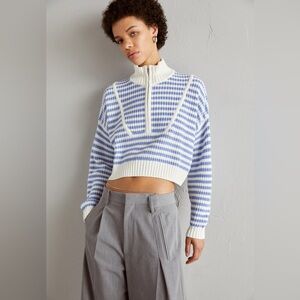 Staud Striped Hampton Cropped Sweater